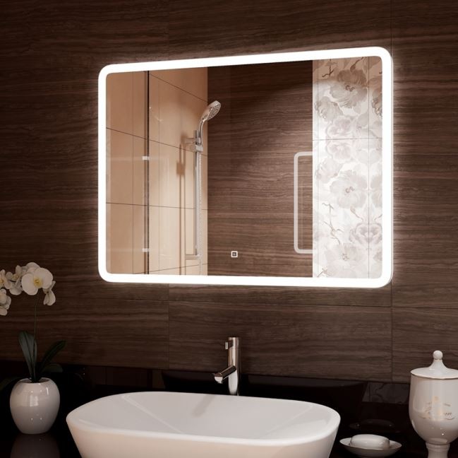 Зеркало "Demure Led" 900х700 с часами, подогревом