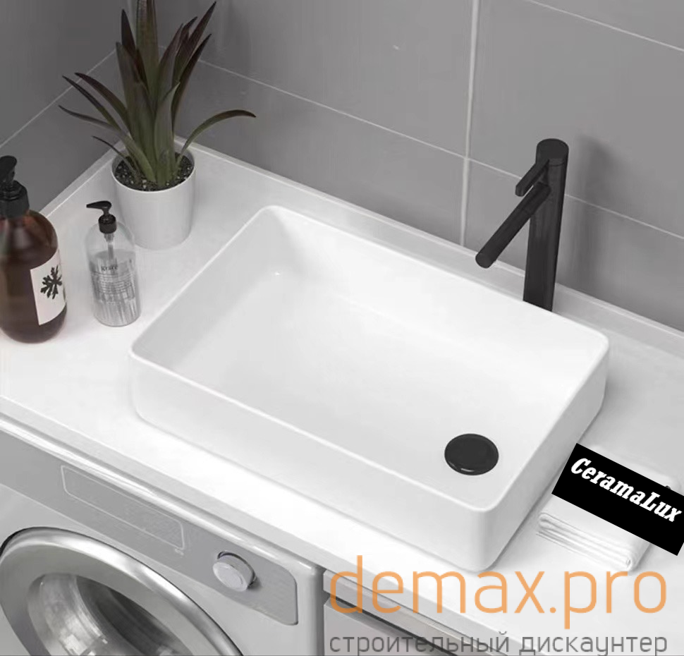 Раковина накладная Ceramalux 6250, белый глянец