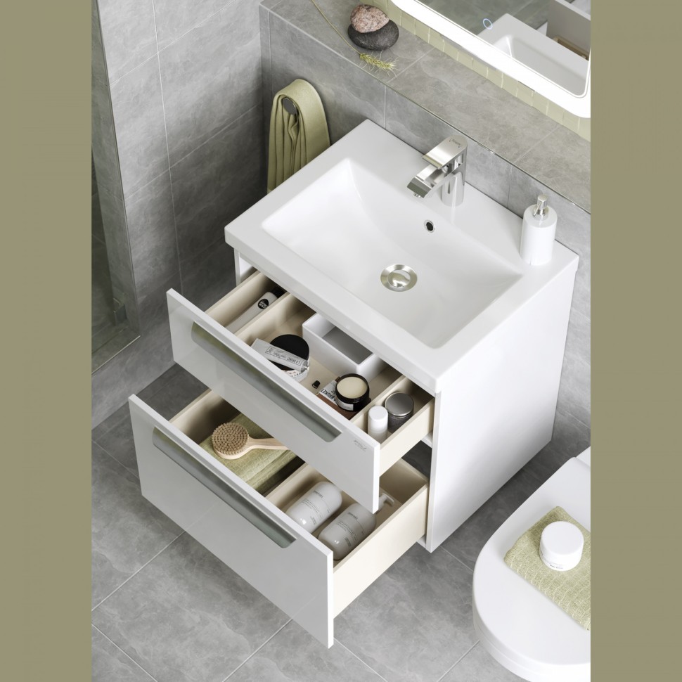 60 Тумба "Vanda Luxe - 60" ХЕТТИХ, ТВИСТ- под умыв. Como 60 белый (Алаванн)