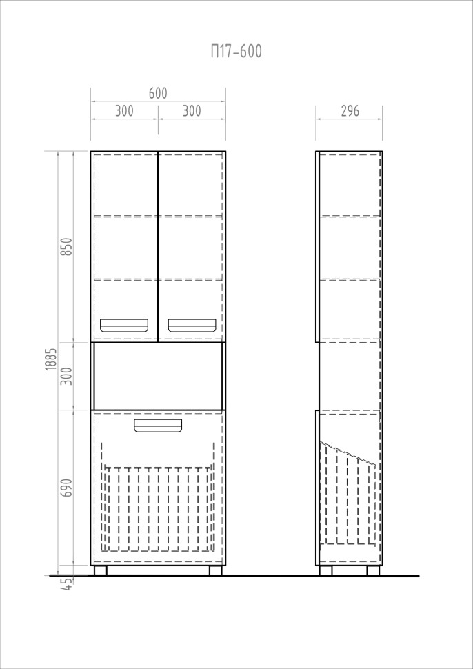 Пенал 60 PLAZA П17К-600 белый Б/К VIGO