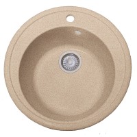 Мойка мрамор FOSTO КМД 51 К SGA-806 КРУГЛАЯ, цвет страда, D505, С СИФОНОМ