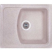Мойка мрамор FOSTO КМ 58-50 SGA-300 ПРЯМОУГОЛЬНАЯ с сушкой,  песочный пляж, 579*493*183 , с сифоном
