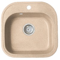 Мойка мрамор FOSTO КМ 48-49 SGA-806 КВАДРАТНАЯ, цвет страда, 477*477*178 , с одинарным сифоном