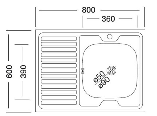 Мойка нерж 60*80 т.0,4 левая Турция