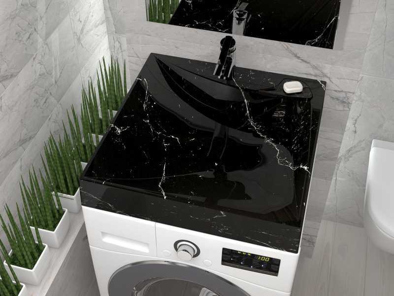60 Умывальник Твист (Черный мрамор) MARKO