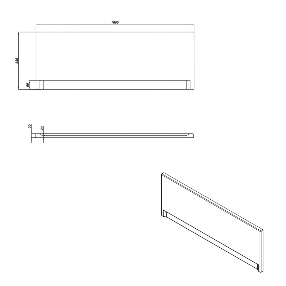 Панель для ванны фронтальная UNIVERSAL TYPE 1 160 63327