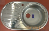 Мойка кухонная врезная 45x74 (с сифоном) L-274 правая, металл = 0,6мм.  уп = 12шт.