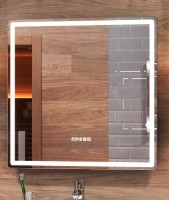 70 Зеркало LED GEOMETRY LUXE св. сенсор антизапот. часы VIGO